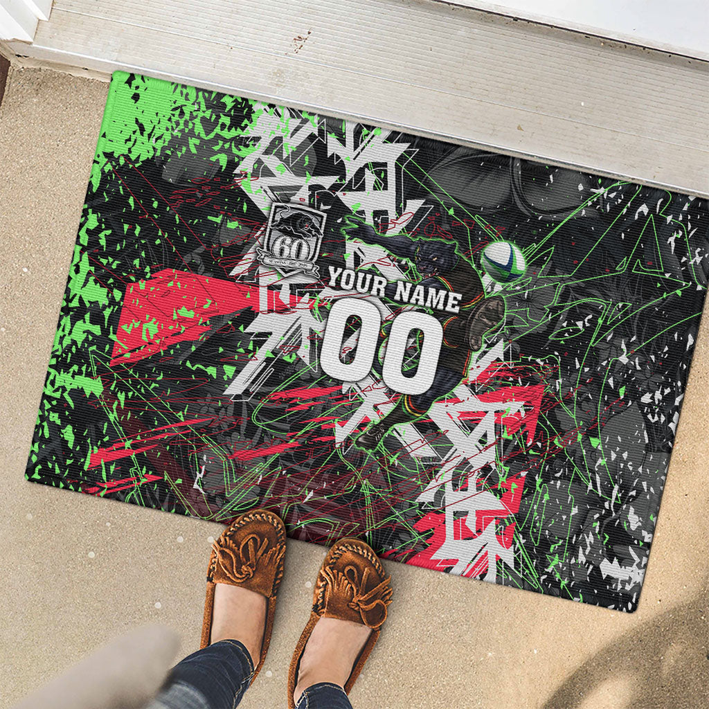 Personalised Penrith Panthers 60th Anniversary Rubber Doormat Abstract Graffiti - Dynamic Mascot Illustration 2026