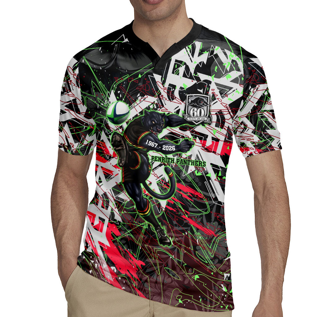Personalised Penrith Panthers 60th Anniversary Rugby Jersey Abstract Graffiti - Dynamic Mascot Illustration 2026