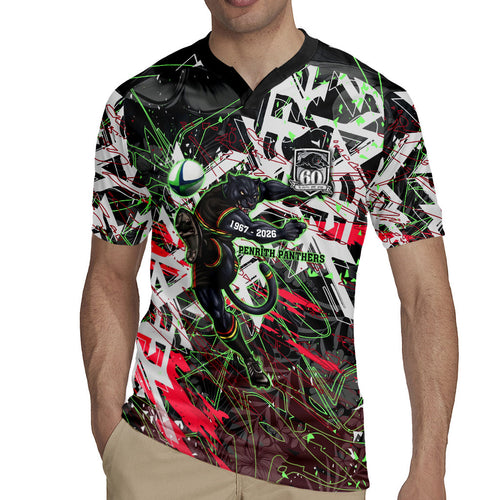 Personalised Penrith Panthers 60th Anniversary Rugby Jersey Abstract Graffiti - Dynamic Mascot Illustration 2026