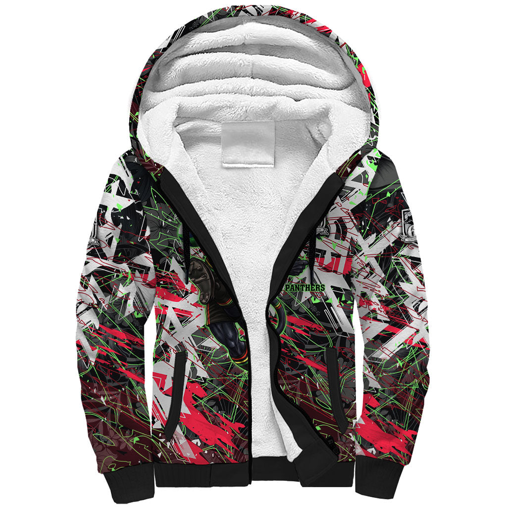 Personalised Penrith Panthers 60th Anniversary Sherpa Hoodie Abstract Graffiti - Dynamic Mascot Illustration 2026