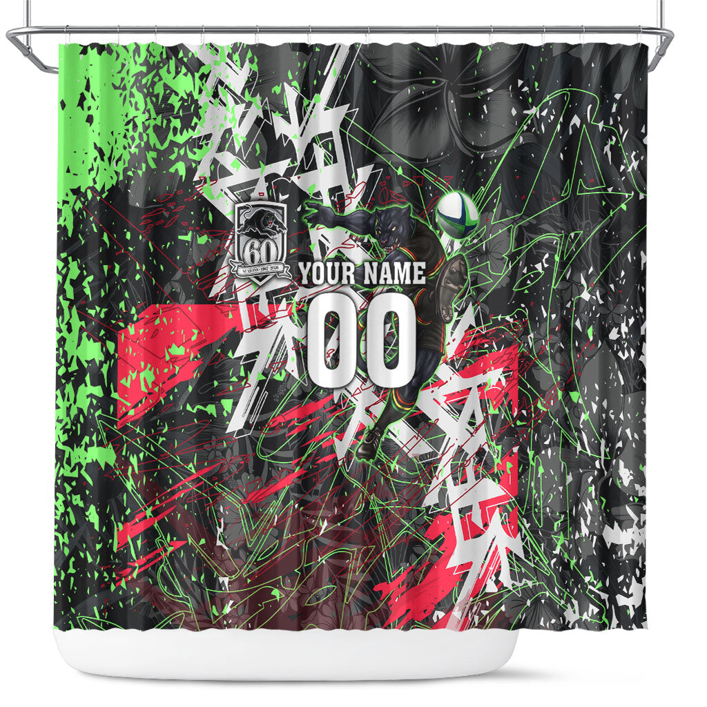 Personalised Penrith Panthers 60th Anniversary Shower Curtain Abstract Graffiti - Dynamic Mascot Illustration 2026