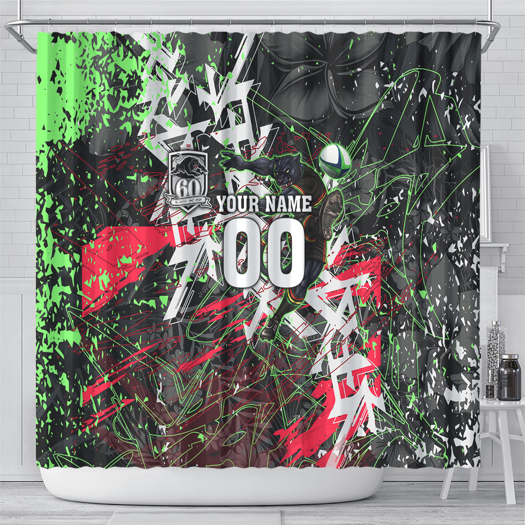 Personalised Penrith Panthers 60th Anniversary Shower Curtain Abstract Graffiti - Dynamic Mascot Illustration 2026