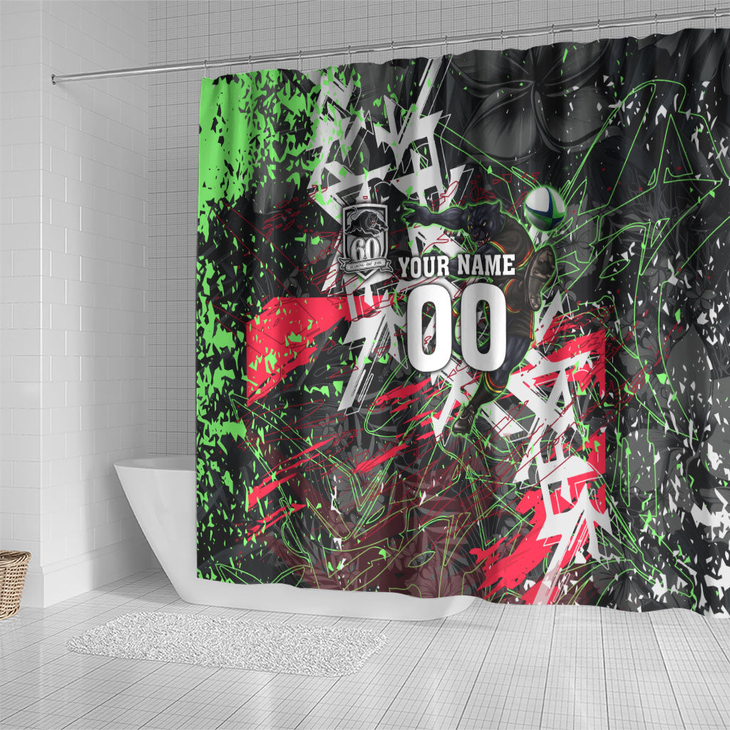 Personalised Penrith Panthers 60th Anniversary Shower Curtain Abstract Graffiti - Dynamic Mascot Illustration 2026