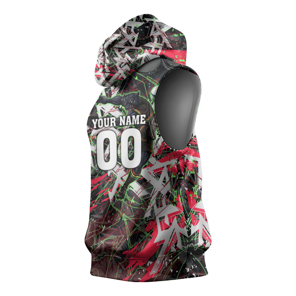 Personalised Penrith Panthers 60th Anniversary Sleeveless Hoodie Abstract Graffiti - Dynamic Mascot Illustration 2026