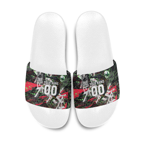 Personalised Penrith Panthers 60th Anniversary Slide Sandals Abstract Graffiti - Dynamic Mascot Illustration 2026
