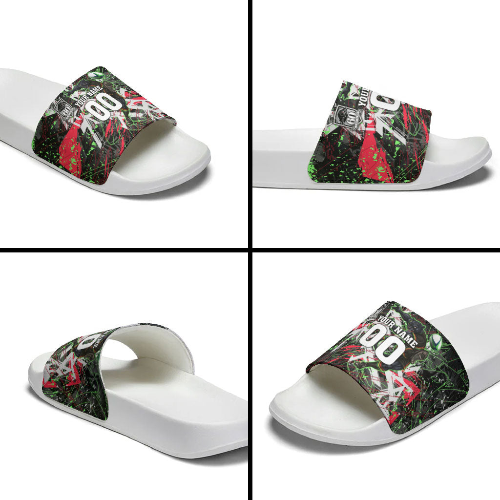 Personalised Penrith Panthers 60th Anniversary Slide Sandals Abstract Graffiti - Dynamic Mascot Illustration 2026