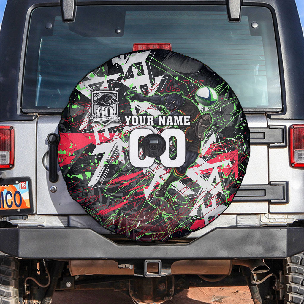 Personalised Penrith Panthers 60th Anniversary Spare Tire Cover Abstract Graffiti - Dynamic Mascot Illustration 2026