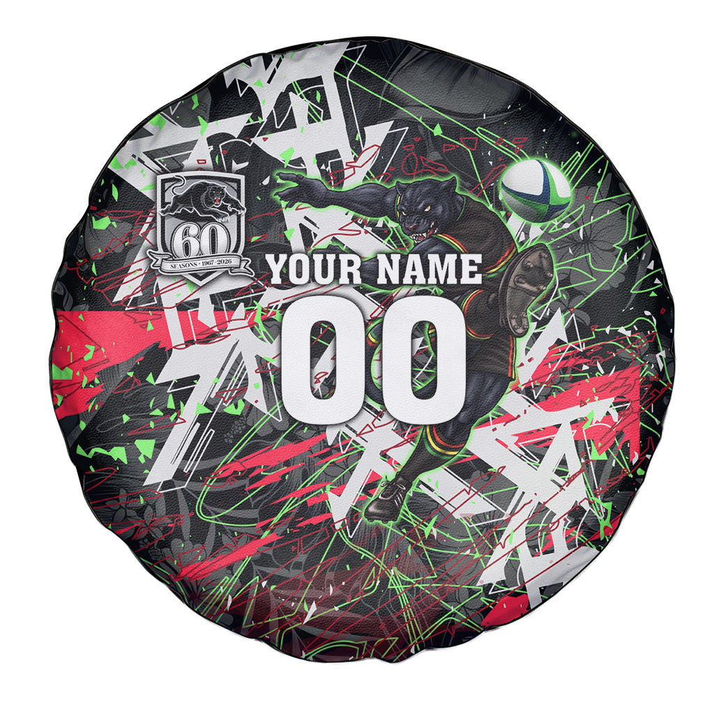 Personalised Penrith Panthers 60th Anniversary Spare Tire Cover Abstract Graffiti - Dynamic Mascot Illustration 2026