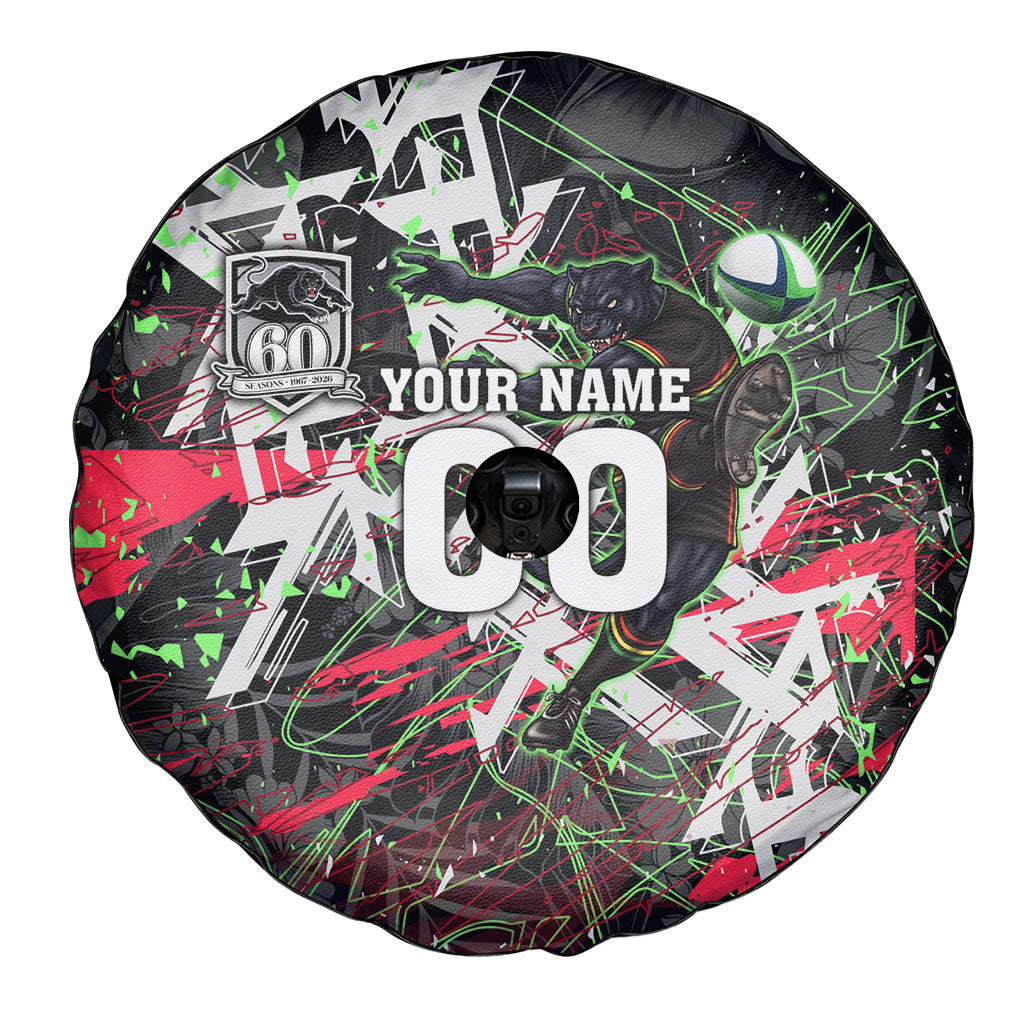 Personalised Penrith Panthers 60th Anniversary Spare Tire Cover Abstract Graffiti - Dynamic Mascot Illustration 2026