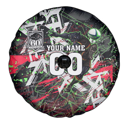 Personalised Penrith Panthers 60th Anniversary Spare Tire Cover Abstract Graffiti - Dynamic Mascot Illustration 2026