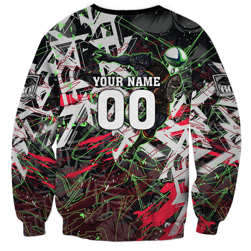 Personalised Penrith Panthers 60th Anniversary Sweatshirt Abstract Graffiti - Dynamic Mascot Illustration 2026