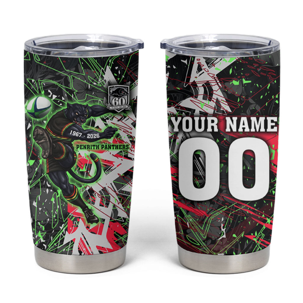 Personalised Penrith Panthers 60th Anniversary Tumbler Cup Abstract Graffiti - Dynamic Mascot Illustration 2026