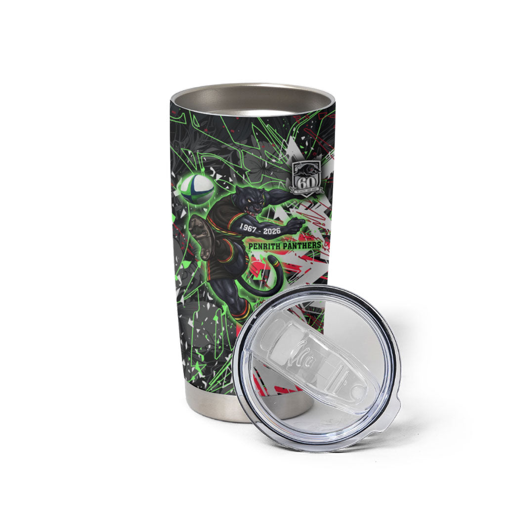 Personalised Penrith Panthers 60th Anniversary Tumbler Cup Abstract Graffiti - Dynamic Mascot Illustration 2026