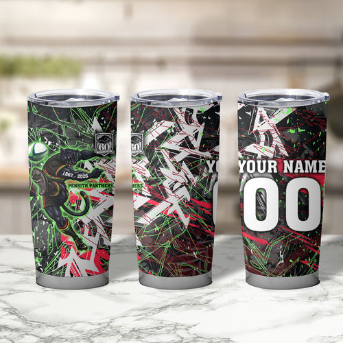Personalised Penrith Panthers 60th Anniversary Tumbler Cup Abstract Graffiti - Dynamic Mascot Illustration 2026