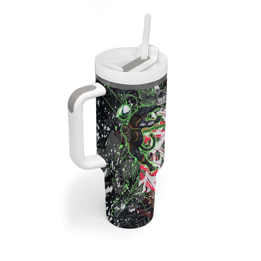 Personalised Penrith Panthers 60th Anniversary Tumbler With Handle Abstract Graffiti - Dynamic Mascot Illustration 2026