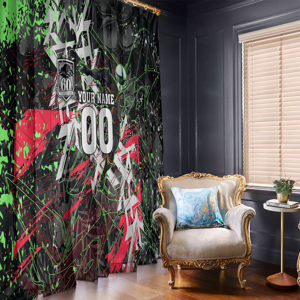 Personalised Penrith Panthers 60th Anniversary Window Curtain Abstract Graffiti - Dynamic Mascot Illustration 2026
