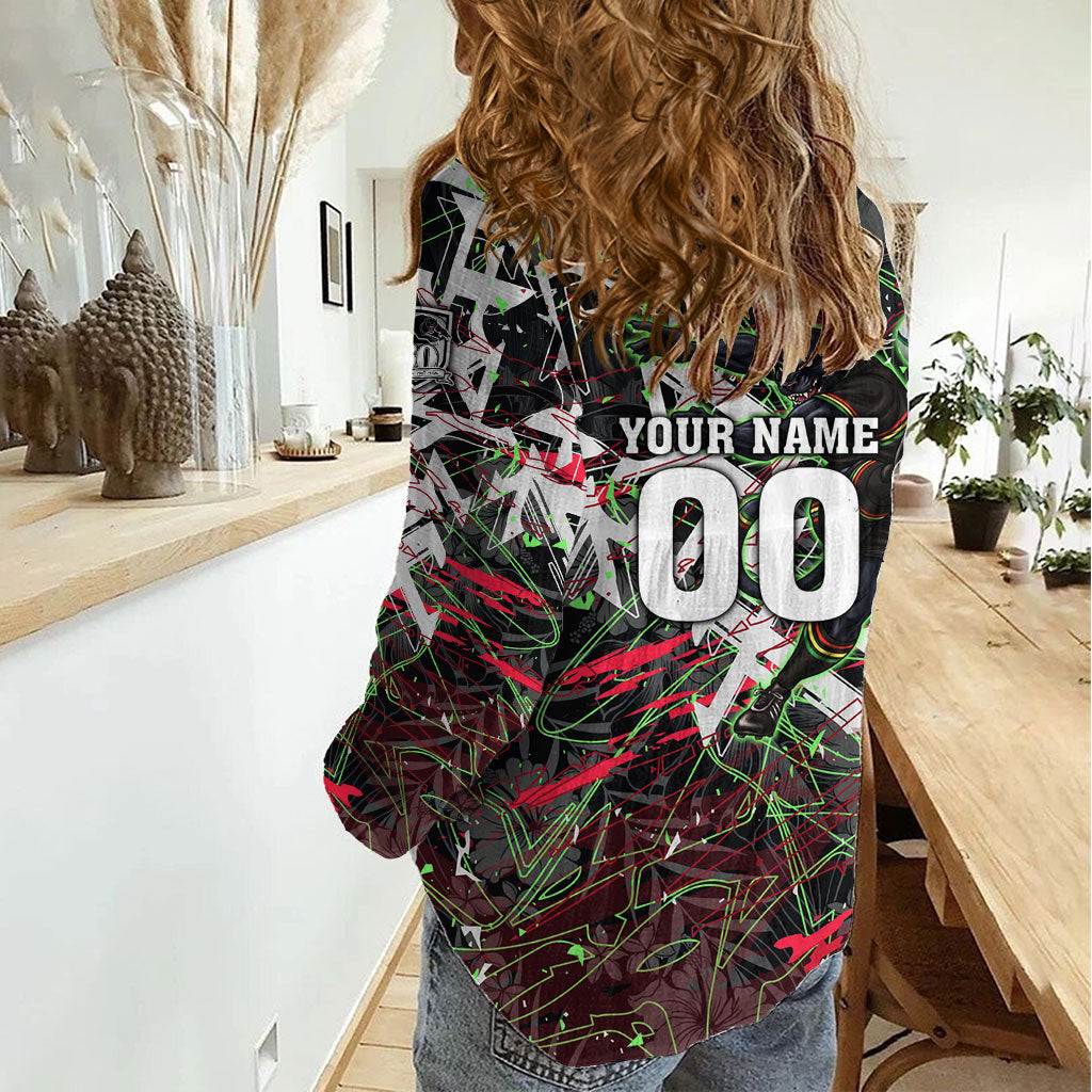 Personalised Penrith Panthers 60th Anniversary Women Casual Shirt Abstract Graffiti - Dynamic Mascot Illustration 2026