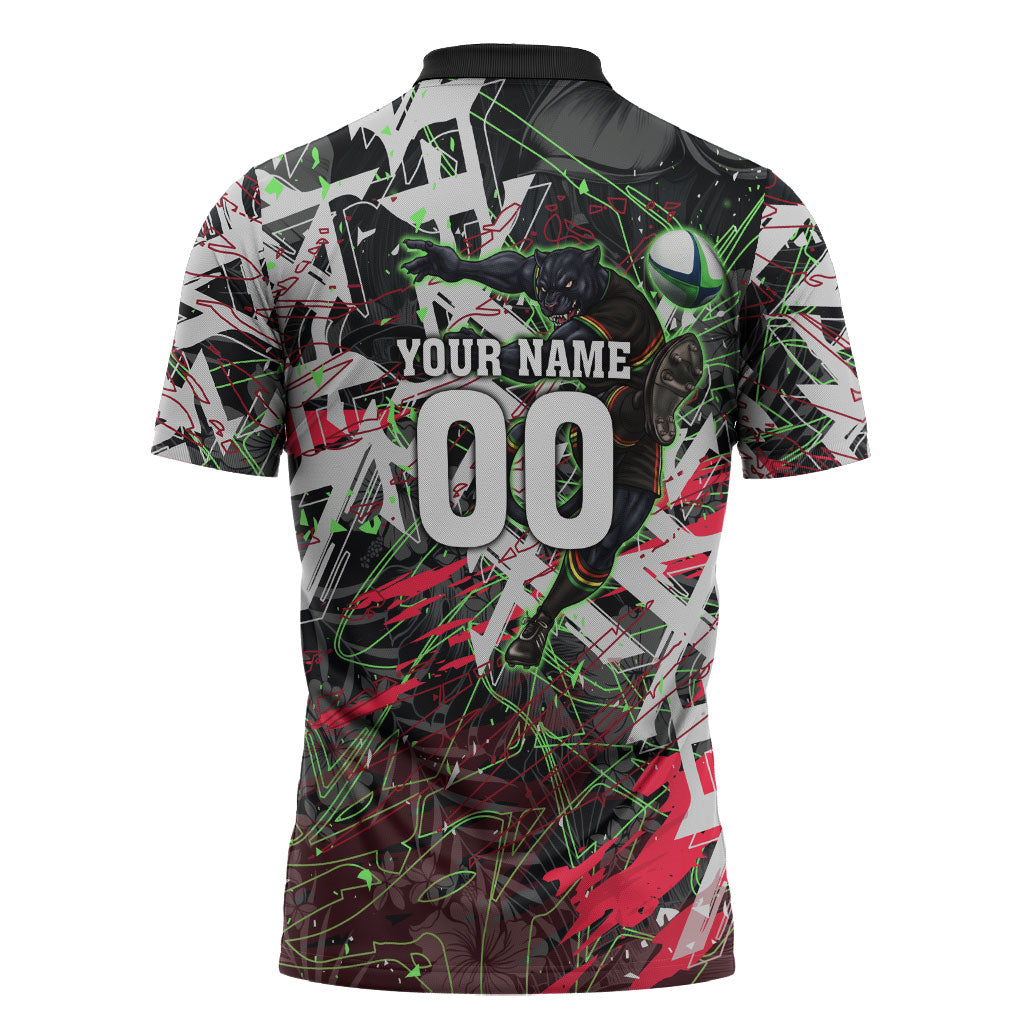 Personalised Penrith Panthers 60th Anniversary Zipper Polo Shirt Abstract Graffiti - Dynamic Mascot Illustration 2026
