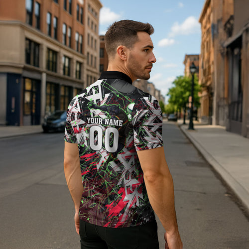 Personalised Penrith Panthers 60th Anniversary Zipper Polo Shirt Abstract Graffiti - Dynamic Mascot Illustration 2026