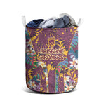 Brisbane Broncos Laundry Basket Tropical Hibiscus Floral Pattern With Maroon And Yellow Accents