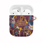 Brisbane Broncos AirPods Case Tropical Hibiscus Floral Pattern With Maroon And Yellow Accents