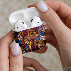 Brisbane Broncos AirPods Case Tropical Hibiscus Floral Pattern With Maroon And Yellow Accents