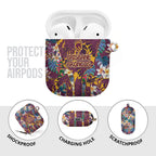 Brisbane Broncos AirPods Case Tropical Hibiscus Floral Pattern With Maroon And Yellow Accents