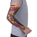 Brisbane Broncos Arm Sleeves Tropical Hibiscus Floral Pattern With Maroon And Yellow Accents
