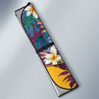 Brisbane Broncos Auto Sun Shade Tropical Hibiscus Floral Pattern With Maroon And Yellow Accents