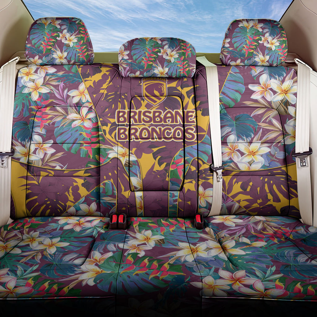 Brisbane Broncos Back Car Seat Cover Tropical Hibiscus Floral Pattern With Maroon And Yellow Accents