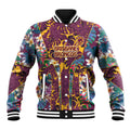 Brisbane Broncos Baseball Jacket Tropical Hibiscus Floral Pattern With Maroon And Yellow Accents