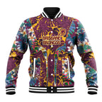 Brisbane Broncos Baseball Jacket Tropical Hibiscus Floral Pattern With Maroon And Yellow Accents