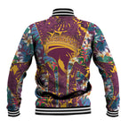 Brisbane Broncos Baseball Jacket Tropical Hibiscus Floral Pattern With Maroon And Yellow Accents