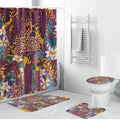 Brisbane Broncos Bathroom Set Tropical Hibiscus Floral Pattern With Maroon And Yellow Accents