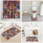 Brisbane Broncos Bathroom Set Tropical Hibiscus Floral Pattern With Maroon And Yellow Accents