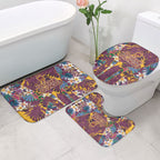 Brisbane Broncos Bathroom Set Tropical Hibiscus Floral Pattern With Maroon And Yellow Accents