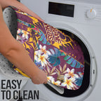 Brisbane Broncos Bathroom Set Tropical Hibiscus Floral Pattern With Maroon And Yellow Accents