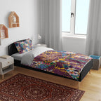 Brisbane Broncos Bedding Set Tropical Hibiscus Floral Pattern With Maroon And Yellow Accents