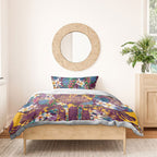 Brisbane Broncos Bedding Set Tropical Hibiscus Floral Pattern With Maroon And Yellow Accents