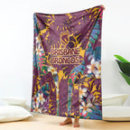 Brisbane Broncos Blanket Tropical Hibiscus Floral Pattern With Maroon And Yellow Accents