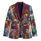 Brisbane Broncos Blazer Tropical Hibiscus Floral Pattern With Maroon And Yellow Accents