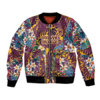 Brisbane Broncos Bomber Jacket Tropical Hibiscus Floral Pattern With Maroon And Yellow Accents