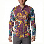 Brisbane Broncos Button Sweatshirt Tropical Hibiscus Floral Pattern With Maroon And Yellow Accents