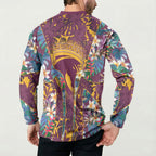 Brisbane Broncos Button Sweatshirt Tropical Hibiscus Floral Pattern With Maroon And Yellow Accents