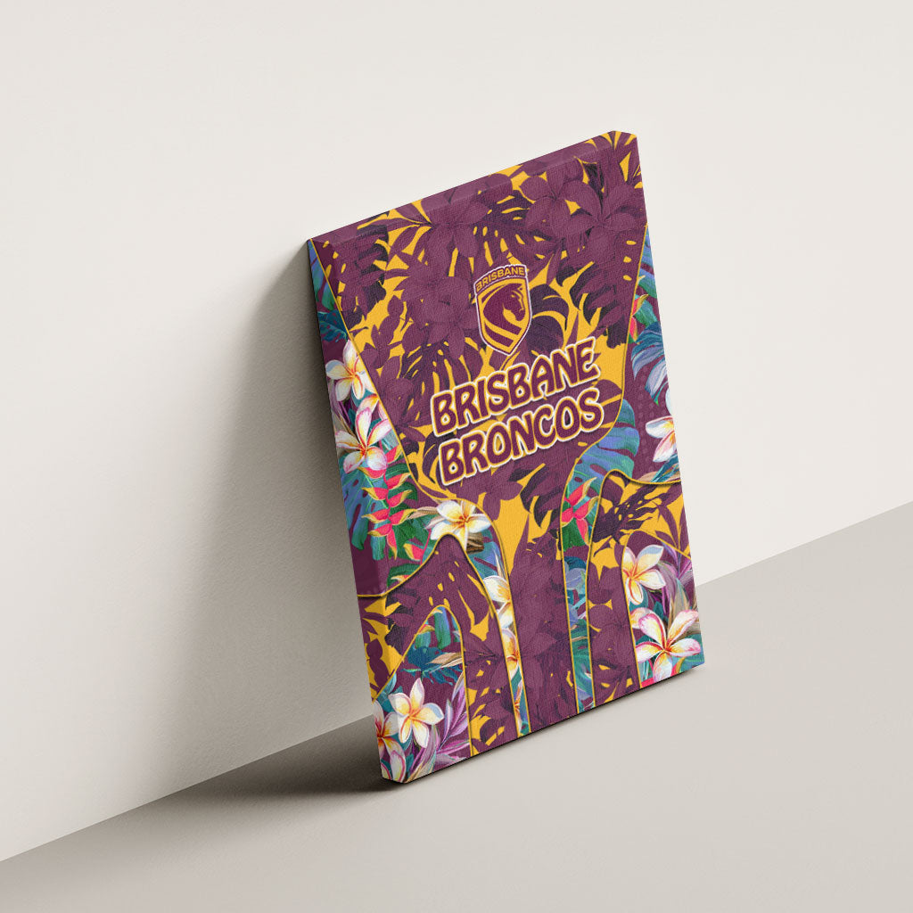 Brisbane Broncos Canvas Wall Art Tropical Hibiscus Floral Pattern With Maroon And Yellow Accents