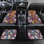 Brisbane Broncos Car Mats Tropical Hibiscus Floral Pattern With Maroon And Yellow Accents