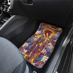 Brisbane Broncos Car Mats Tropical Hibiscus Floral Pattern With Maroon And Yellow Accents