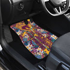 Brisbane Broncos Car Mats Tropical Hibiscus Floral Pattern With Maroon And Yellow Accents