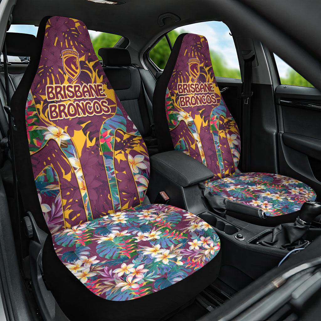 Brisbane Broncos Car Seat Cover Tropical Hibiscus Floral Pattern With Maroon And Yellow Accents