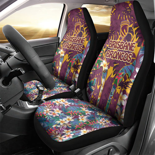 Brisbane Broncos Car Seat Cover Tropical Hibiscus Floral Pattern With Maroon And Yellow Accents